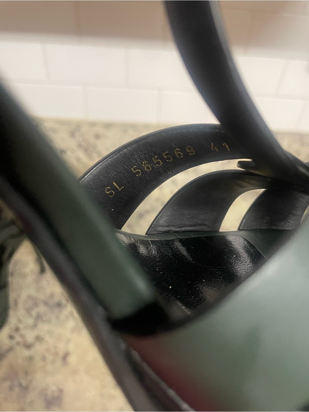 Saint Laurent Tribute Platform Sandals Heels Dark Green size 41 Smooth leather - Picture 14 of 15